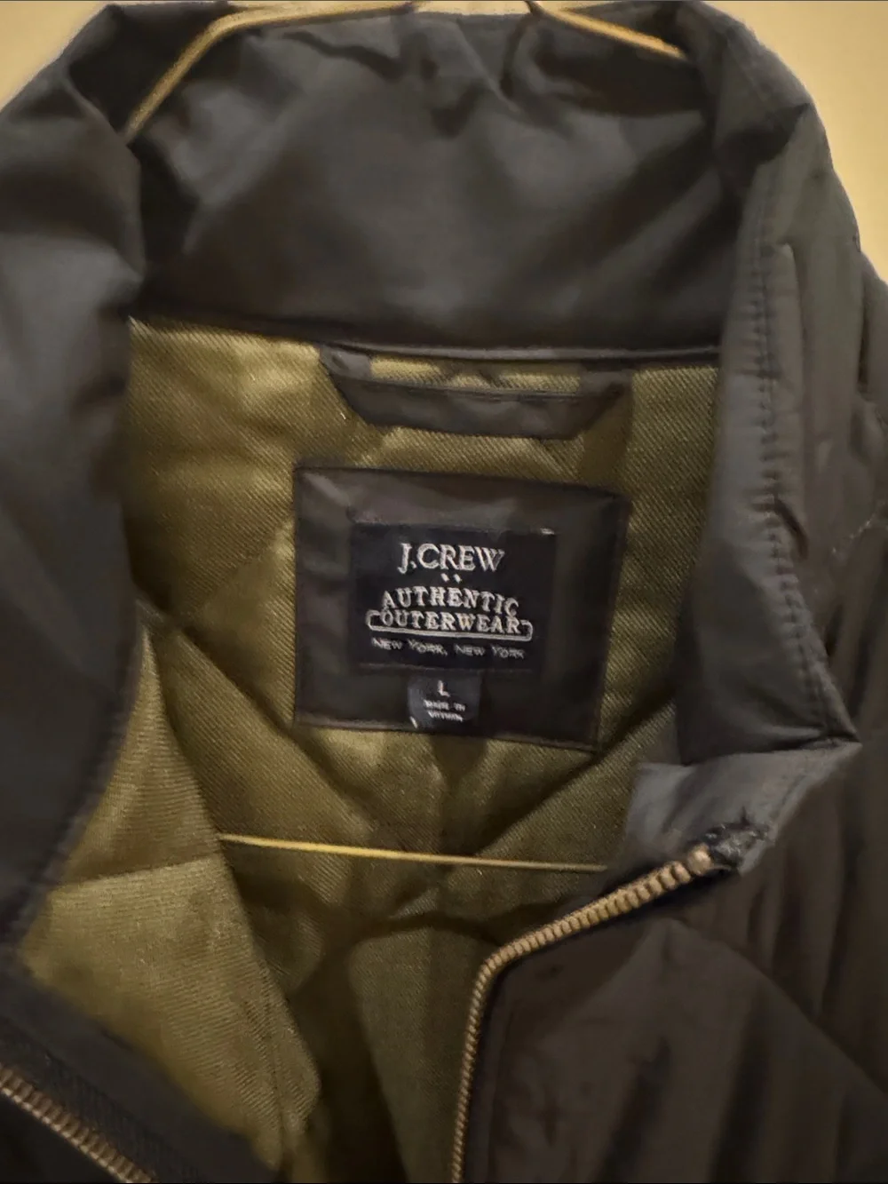 J. Crew Quilted Reversible Vest in Black and Olive